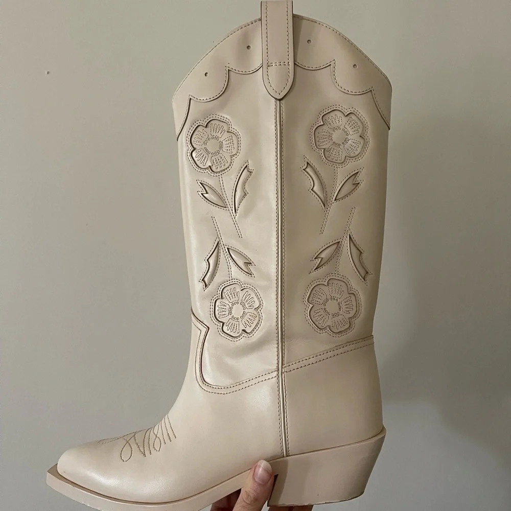Coach Aria Chalk Floral Embroidered Women's Boots - Picture 5 of 8